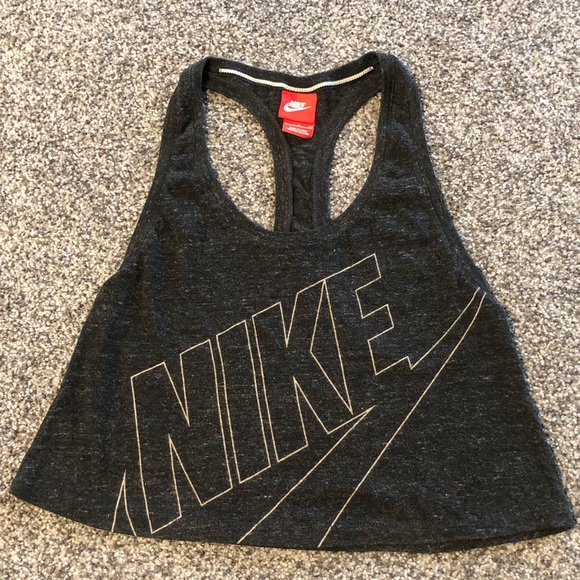 Nike Women's Dark Gray Cropped Tank Top Size Small EUC